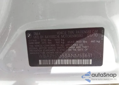 2010 BMW 328I from USA, damaged, VIN WBAPH7G53ANM53631